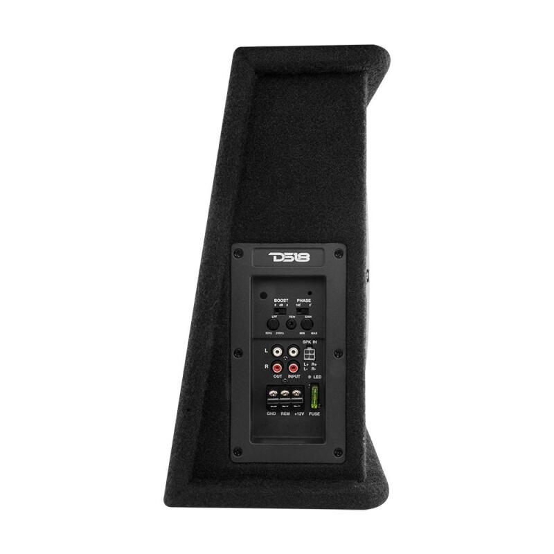 DS18 SB12A 12-Inch Shallow Subwoofer with Enclosure and 350W RMS Amplified System for Car Audio