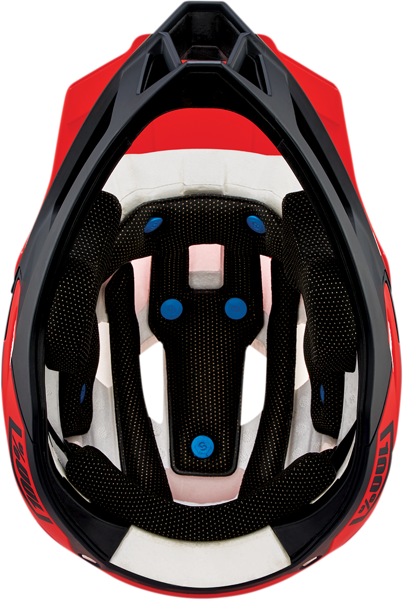 100% Trajecta Helmet with Fidlock & Chin Bar Integration - Medium, Fluo Red for Enduro & All Mountain Bikes