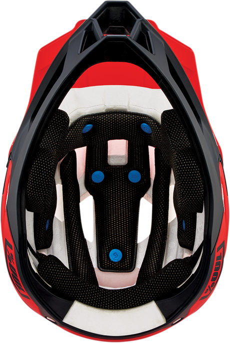 100% Trajecta Helmet with Fidlock & Chin Bar Integration - Medium, Fluo Red for Enduro & All Mountain Bikes