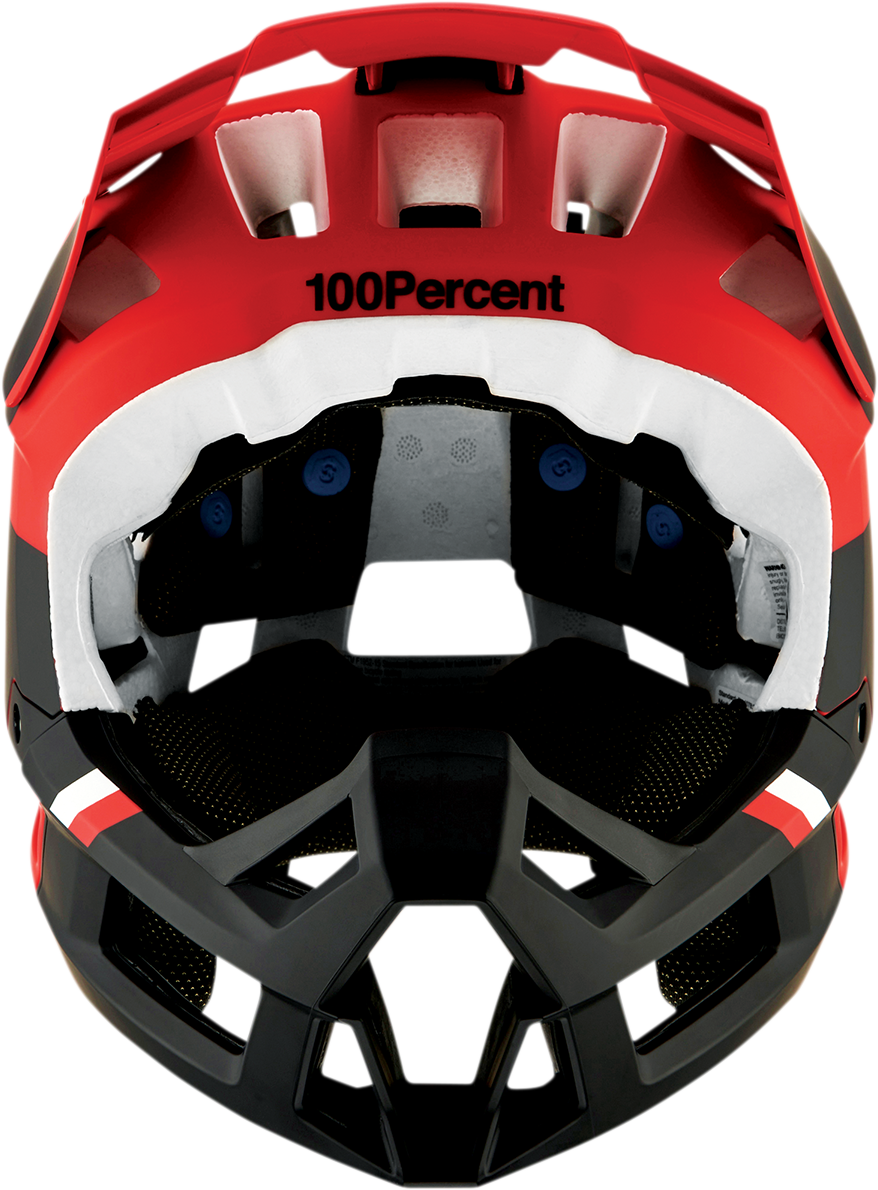 100% Trajecta Helmet - Fidlock Magnetic Snap Buckle, Cargo Fluo Red, Large - Enduro & All Mountain Fit