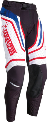 Moose Offroad Agroid Pants - Red/White/Blue, US 32 - Durable Off-Road Riding Trousers with Breathable Polyester and Leather Panels