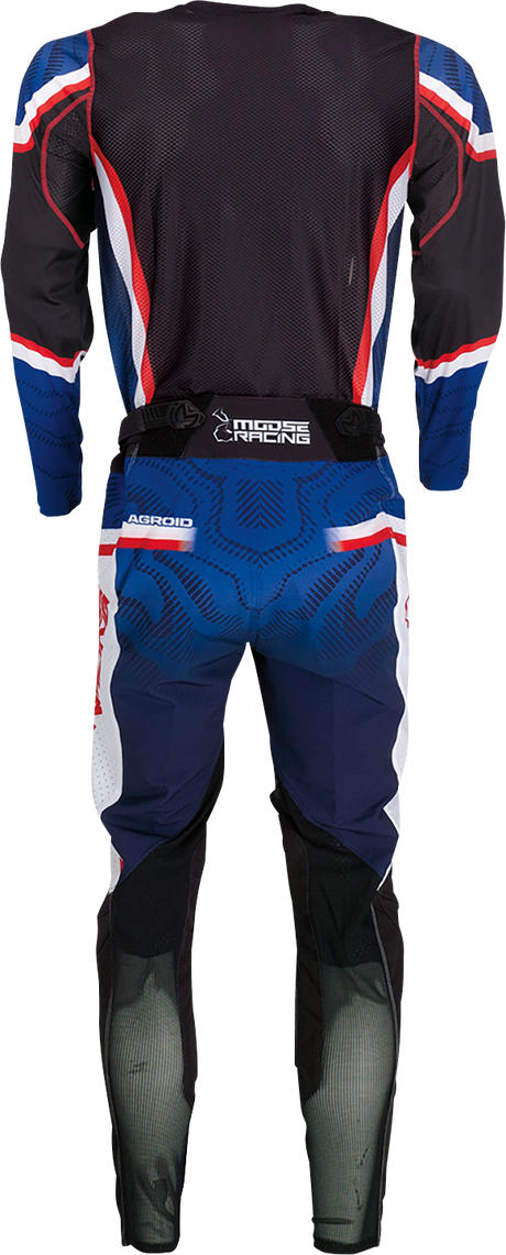Moose Offroad Agroid Pants - Red/White/Blue, US 32 - Durable Off-Road Riding Trousers with Breathable Polyester and Leather Panels