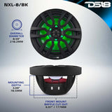 DS18 NXL Series 8-Inch Marine Coaxial Speakers with RGB Lighting – Black, Powersports & Marine Vehicle Fitment