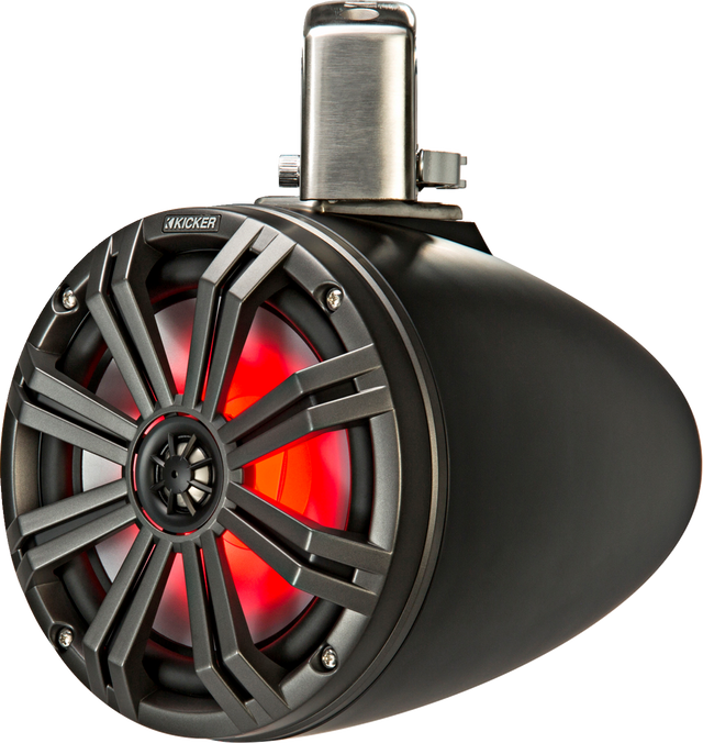 KICKER 8-Inch Marine Grade Speakers 45KMTC8 with Swivel Mounts and LED Grille for Universal Marine and Vehicle Fitment