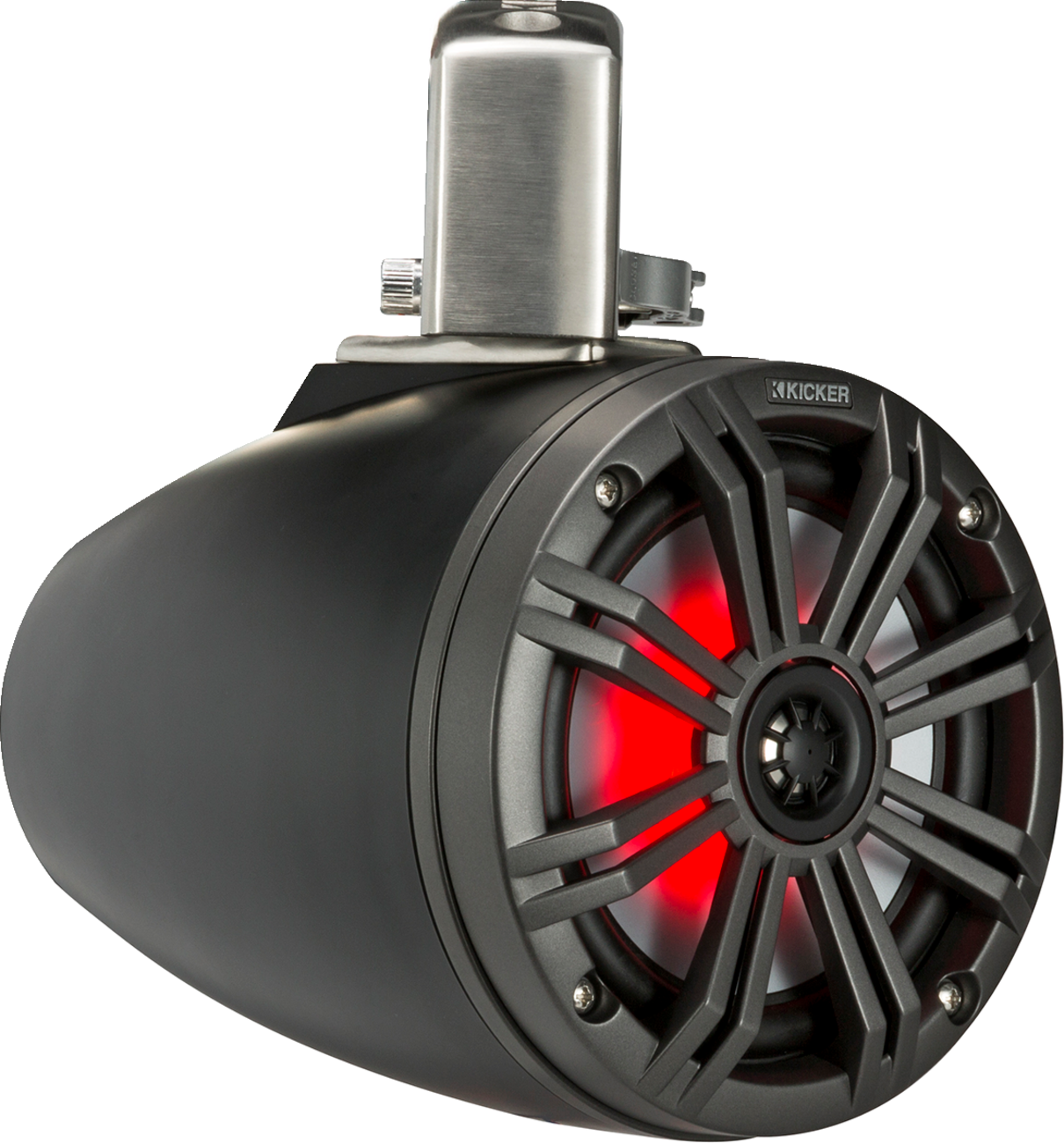 KICKER 6-1/2-Inch Marine Grade Speakers 45KMTC65 with Swivel Mounts and LED Grille – Fits 1-1/2" to 3-1/4" Tubing