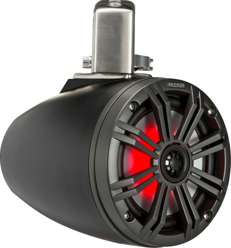 KICKER 6-1/2-Inch Marine Grade Speakers 45KMTC65 with Swivel Mounts and LED Grille – Fits 1-1/2" to 3-1/4" Tubing