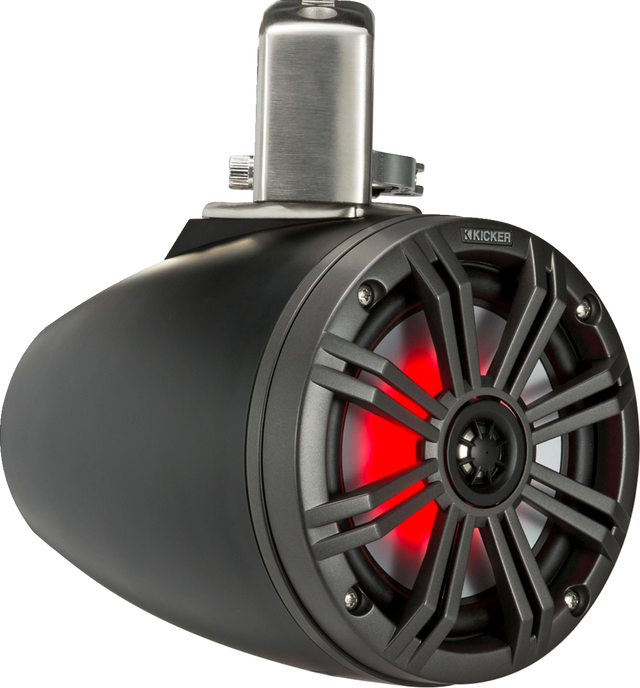 KICKER 6-1/2-Inch Marine Grade Speakers 45KMTC65 with Swivel Mounts and LED Grille – Fits 1-1/2" to 3-1/4" Tubing