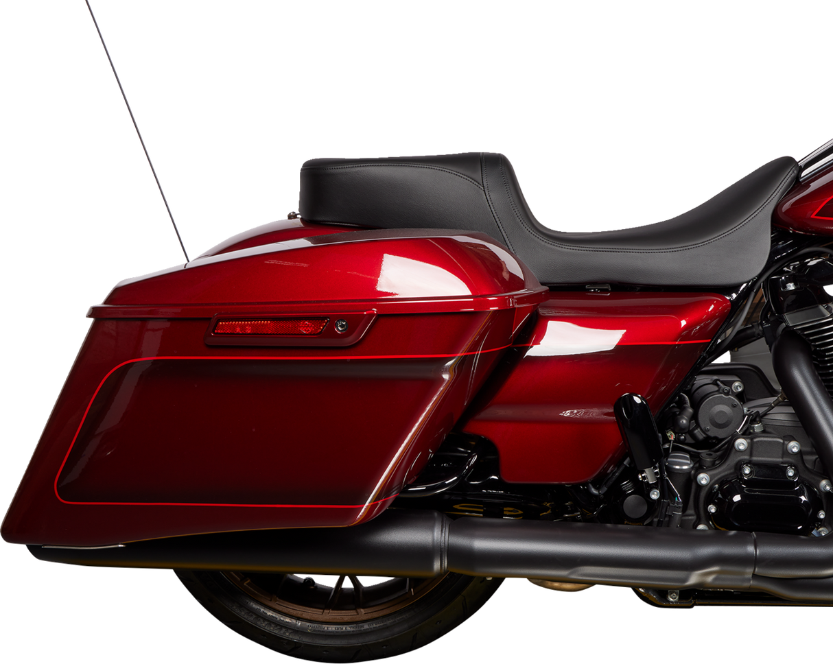 DRAG SPECIALTIES SEATS Predator 2-Up Seat for Harley FL 2008-2023 - Solar Leather Black, Smooth Finish