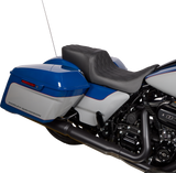 Drag Specialties Seats Predator 2-Up Seat for Harley FL Models 2008-2023 - Vinyl Double Diamond Black Stitch