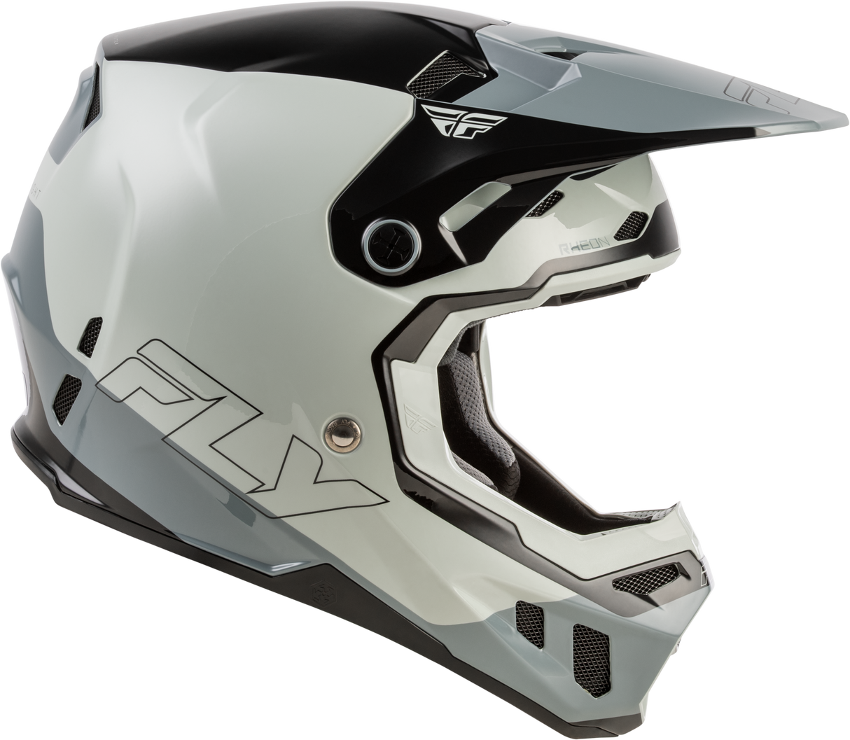 Fly Racing Formula CC Glide Helmet Grey/Light Grey/Black Large – Motorcycle Helmet with Carbon Fiber, Kevlar, and Fiberglass Shell for Superior Impact Protection