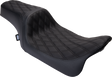 Drag Specialties Seats Predator 1Up Seat with Vinyl Cover for Harley FLH 2008-2023, Double Diamond Black Stitch - Part #0801-1483