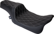 Drag Specialties Seats Predator 1Up Seat for Harley FLH 2008-2023 with Vinyl Cover and Double Diamond Silver Stitch