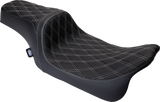 Drag Specialties Seats Predator 1Up Seat for Harley FLH 2008-2023 with Vinyl Cover and Double Diamond Silver Stitch