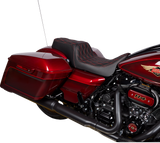 DRAG SPECIALTIES SEATS Predator 1Up Seat for Harley FLH 2008-2023 with Vinyl Cover and Double Diamond Red Stitch