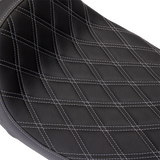 Drag Specialties Seats Predator 1Up Seat for Harley FLH 2008-2023 with Vinyl Cover and Double Diamond Silver Stitch