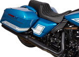 Drag Specialties Seats Predator 1Up Seat for Harley FLH 2008-2023 with Vinyl Cover and Double Diamond Silver Stitch