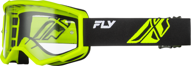 Fly Racing Focus Goggle Black/Hi Vis with Clear Lens - ATV, Motocross, Off-Road Safety Gear