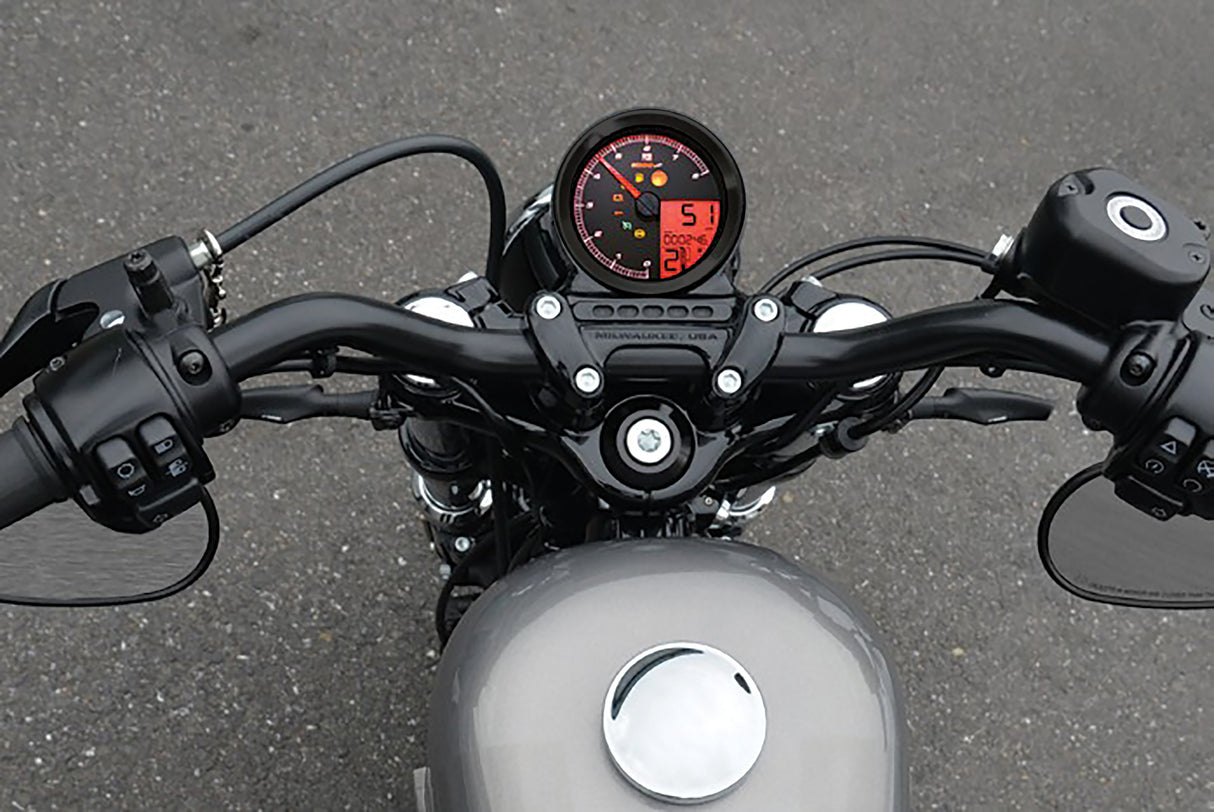 KOSO BA051231 Speedo / Tach Black Bezel LCD Color Change Display for Harley Davidson XL1200T, FXDLS, XL883N Models