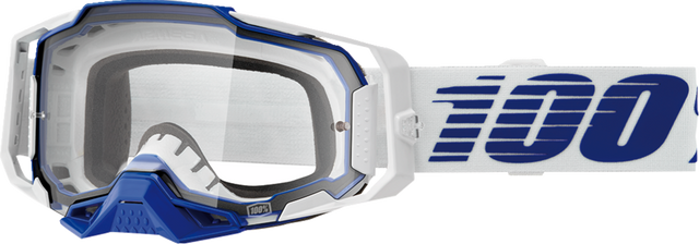 100% Armega Goggle with Clear Lens - Blue Frame, Model 50004-00031 for Off-Road and Motocross Vehicles