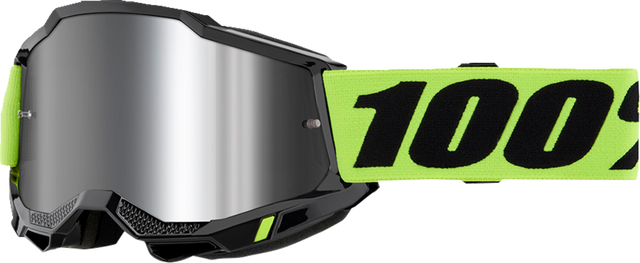 100% Accuri 2 Goggle Neon Yellow with Silver Mirror Lens - Compatible with Motocross, Off-Road, and ATV Vehicles (Part 50014-00040)