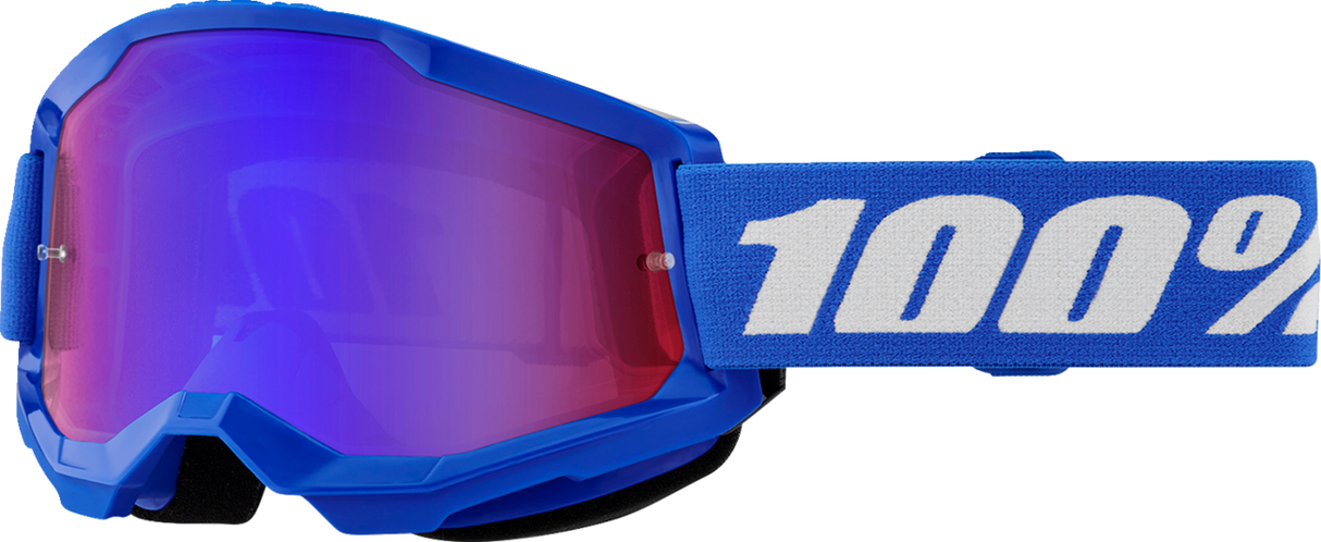 100% Strata 2 Goggle with Red/Blue Mirror Lens – Blue Frame for Motocross and ATV Riders, Part 50028-00014