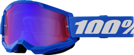 100% Strata 2 Goggle with Red/Blue Mirror Lens – Blue Frame for Motocross and ATV Riders, Part 50028-00014