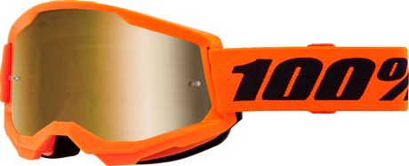 100% Strata 2 Goggle Neon Orange with True Gold Mirror Lens - Perfect Fit for ATV, Motocross, and Off-Road Vehicles (Part 50028-00015)
