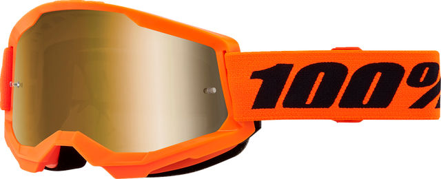 100% Strata 2 Goggle Neon Orange with True Gold Mirror Lens - Perfect Fit for ATV, Motocross, and Off-Road Vehicles (Part 50028-00015)