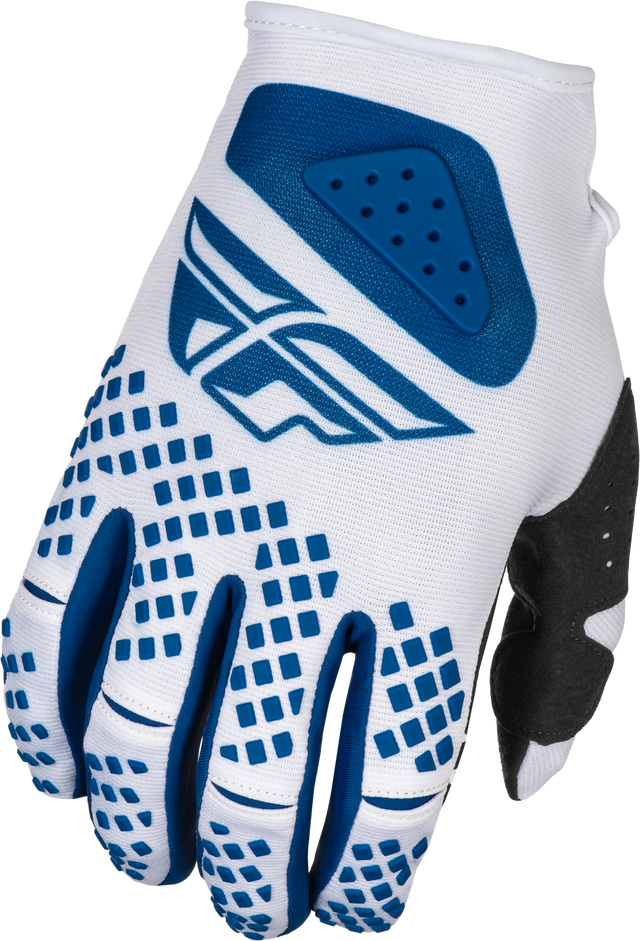 Fly Racing Kinetic Center Gloves White/Navy Medium with Adjustable Wrist Fit for Motorcycles and ATV
