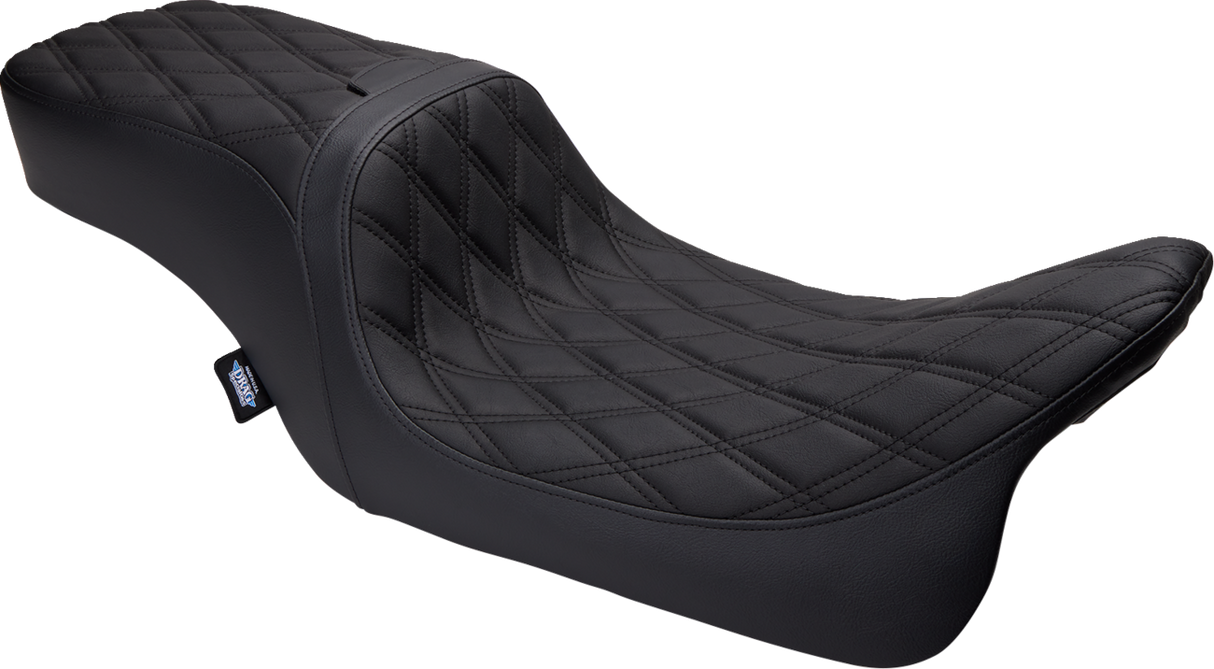 Drag Specialties Seats Predator 2-Up Seat for Harley FLH/FLTR 2008-2023 - Vinyl Double Diamond