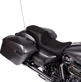 Drag Specialties Seats Predator 2-Up Seat for Harley FLH/FLTR 2008-2023 - Vinyl Double Diamond