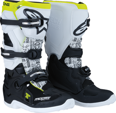 MOOSE OFFROAD Youth Tech 7S Boots - Black/White/Yellow - US 4 0215024-125-4