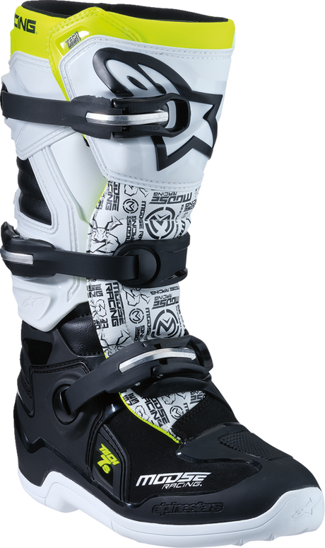 MOOSE OFFROAD Youth Tech 7S Boots - Black/White/Yellow - US 4 0215024-125-4