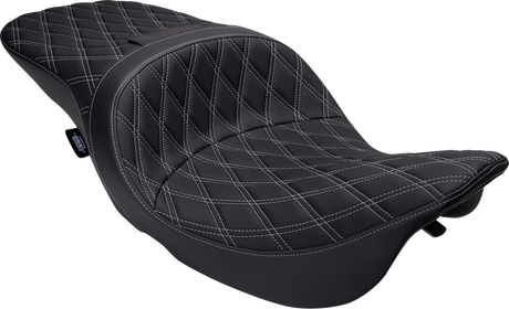 DRAG SPECIALTIES SEATS Freedom Seat for Harley FLH 1997-2007 with Vinyl Cover and Double Diamond Silver Stitch - Model 08011506-4676C