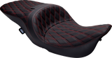 DRAG SPECIALTIES SEATS Freedom Seat - Vinyl - Double Diamond Red Stitch for Harley FLH 1997-2007