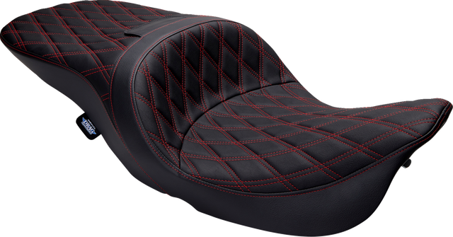 DRAG SPECIALTIES SEATS Freedom Seat - Vinyl - Double Diamond Red Stitch for Harley FLH 1997-2007