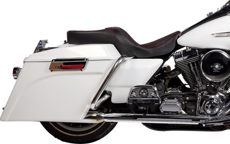DRAG SPECIALTIES SEATS Freedom Seat - Vinyl - Double Diamond Red Stitch for Harley FLH 1997-2007