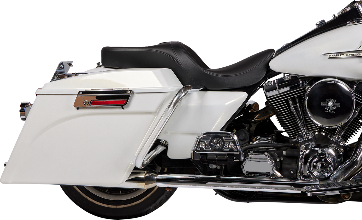 Drag Specialties Seats Freedom Seat - Solar Leather - Black for Harley FLH 1997-2007 with 5-3/4" Driver Support