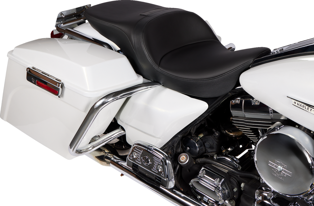 Drag Specialties Seats Freedom Seat - Solar Leather - Black for Harley FLH 1997-2007 with 5-3/4" Driver Support