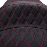 DRAG SPECIALTIES SEATS Freedom Seat - Vinyl - Double Diamond Red Stitch for Harley FLH 1997-2007