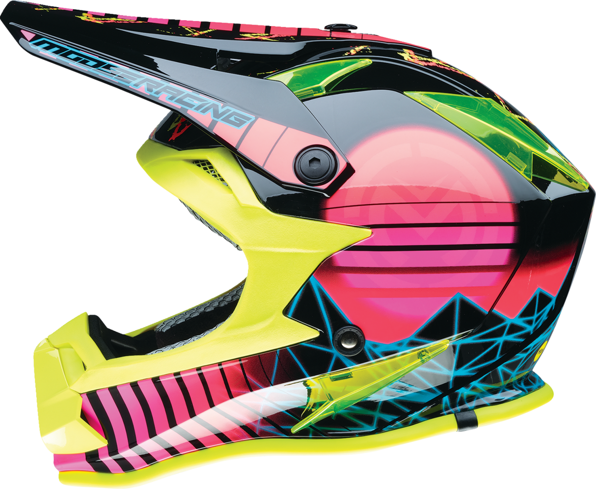 MOOSE OFFROAD Youth F.I. Helmet - Vaporwave - MIPS® - Black/Pink/Yellow - Medium 0111-1615