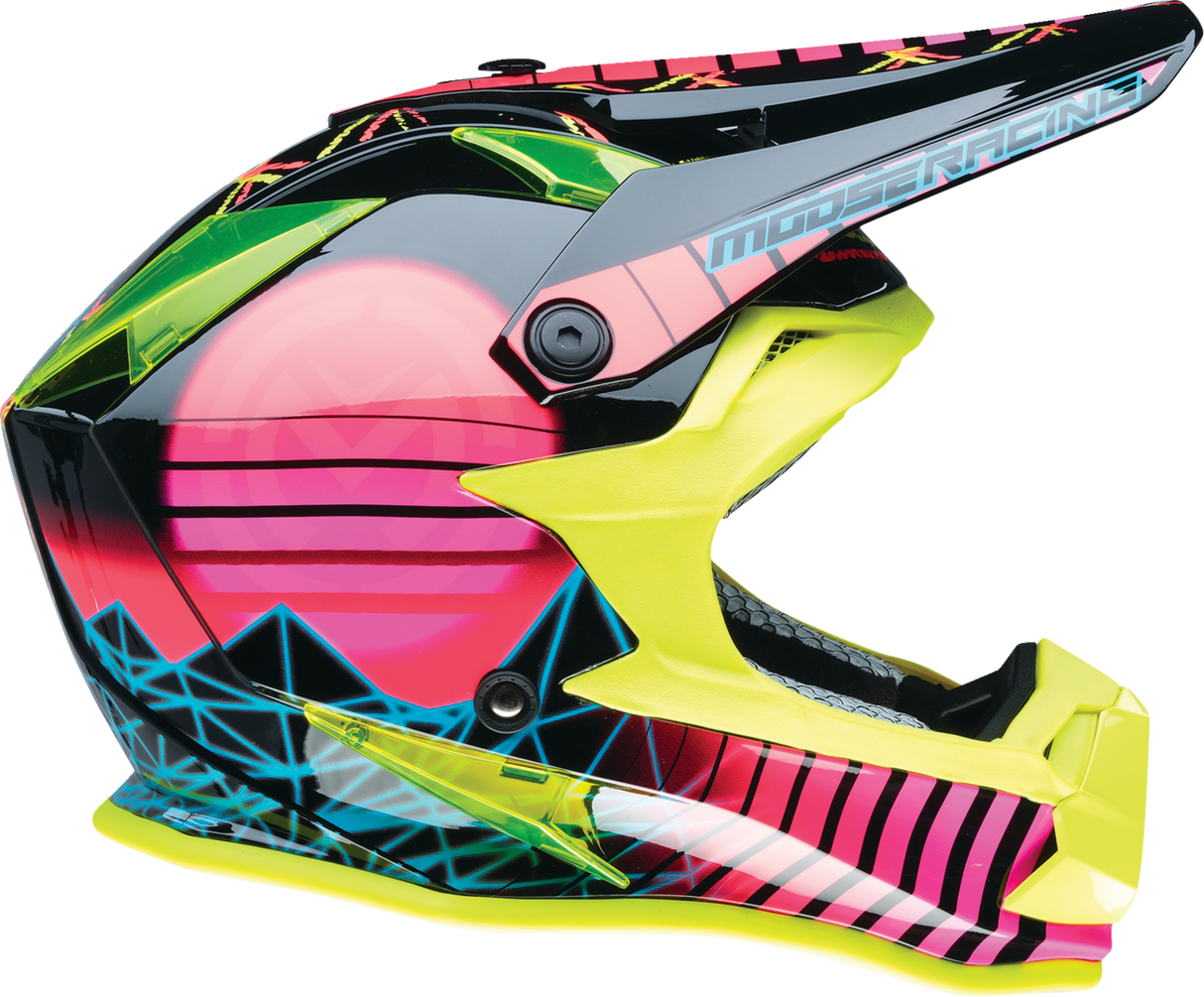 MOOSE OFFROAD Youth F.I. Helmet - Vaporwave - MIPS® - Black/Pink/Yellow - Medium 0111-1615