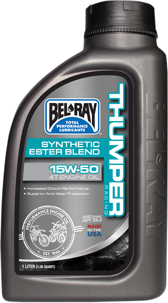 BEL-RAY Thumper Synthetic Blend 4T Oil 15W-50 for Off-Road & Racing Motorcycles and ATVs - 1 Liter (Part No. 99530-B1LW)