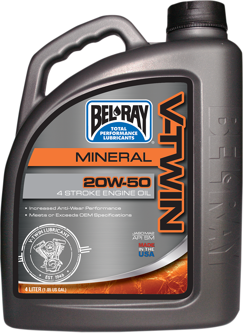 BEL-RAY V Twin Oil 20W50 - 4L for Harley-Davidson V-Twin Engines (EVO, Twin Cam, M8)