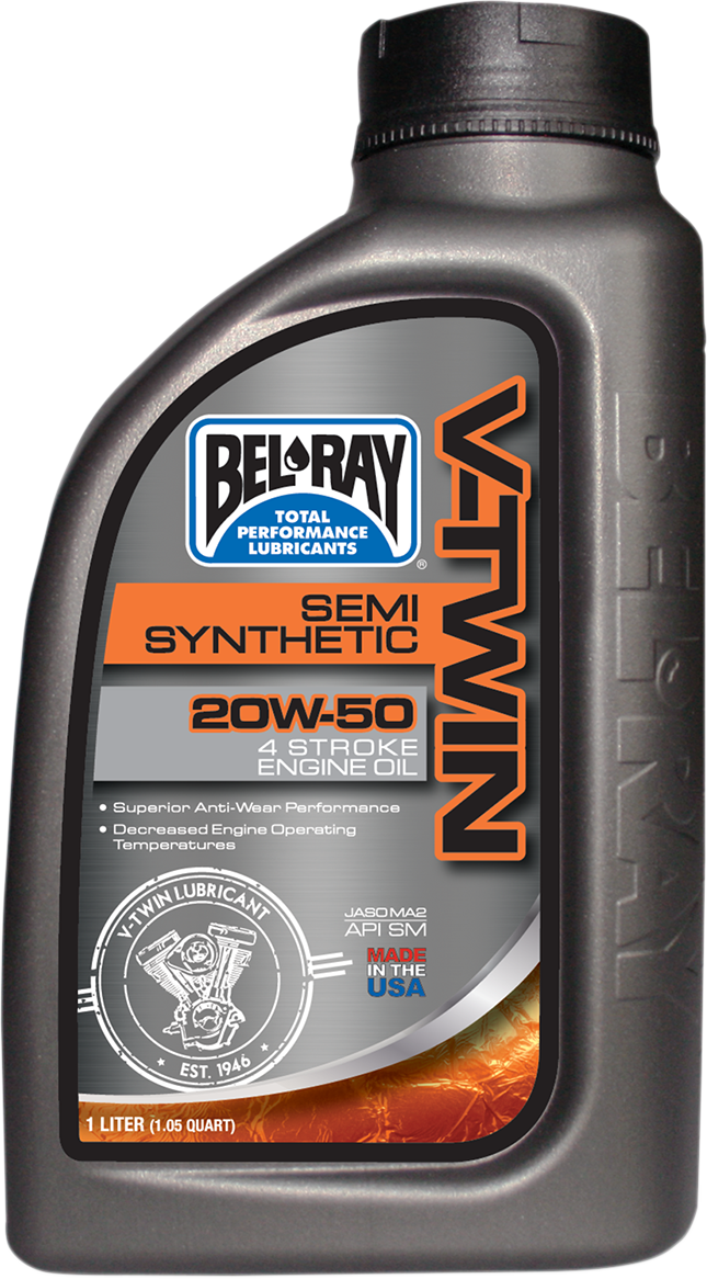 BEL-RAY V Twin Semi Synthetic Oil 20W-50 - 1L | Suitable for Harley Twin Cam & M8 Engines