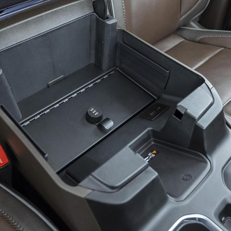 Tuffy Console Safe with Combo Lock for Chevy Silverado Crew Cab with Wireless Charging Pad (2021-2024)