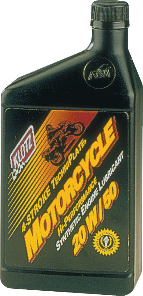 KLOTZ Motorcycle Techniplate 20W-50 Synthetic Oil - 32oz for Honda, Yamaha, Kawasaki, Suzuki, and Harley-Davidson