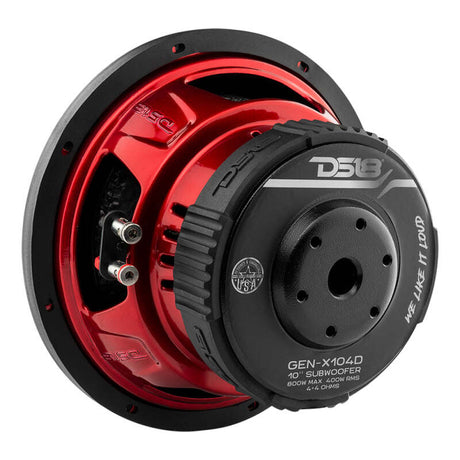 DS18 GEN-X104D 10-inch 400W RMS Dual Voice Coil Subwoofer for Car Audio with Ferrite Motor