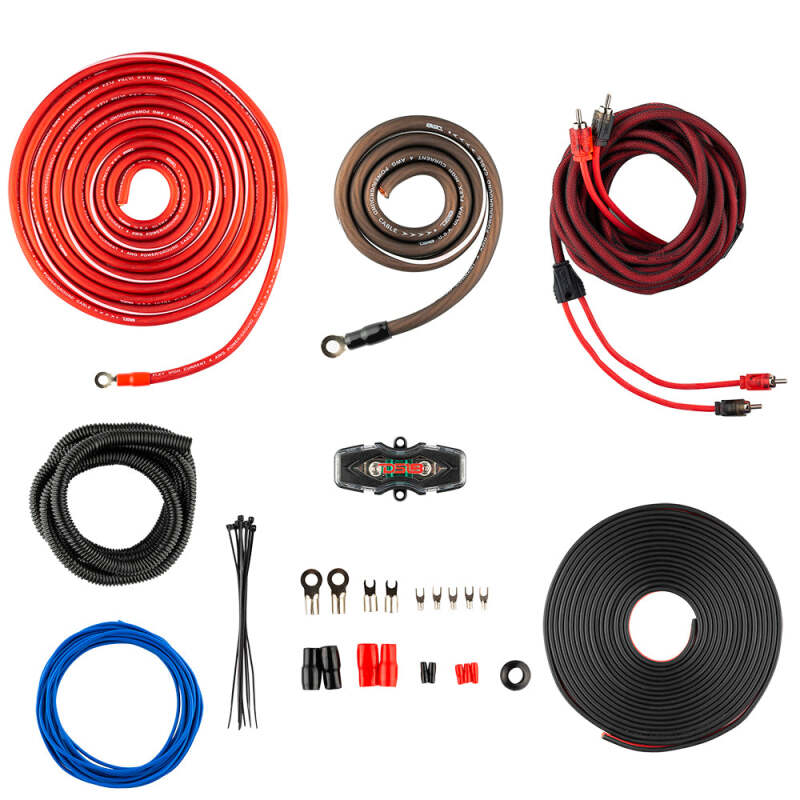 DS18 Amplifier Installation Kit 4-Gauge OFC Copper - Universal Fit for Car Audio Systems