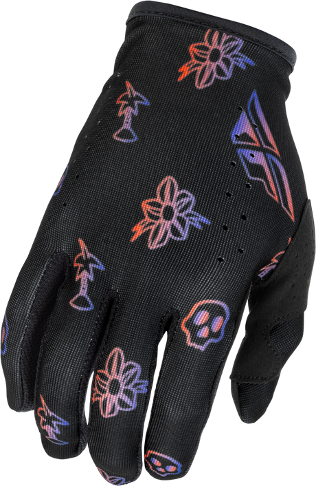 Fly Racing Lite Outline Gloves Black/Red/Purple Small - Perfect for Off-Road and Motocross Riding